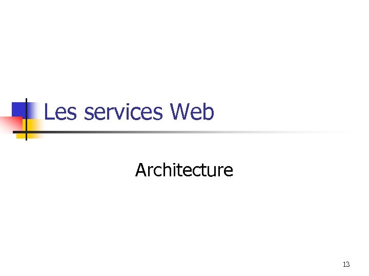 Les services Web Architecture 13 