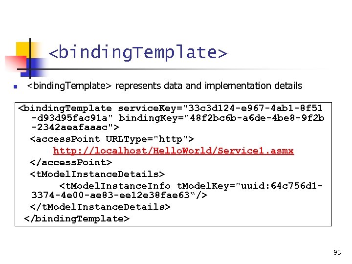 <binding. Template> n <binding. Template> represents data and implementation details <binding. Template service. Key="33
