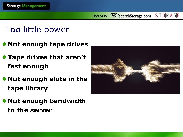 Hosted by Too little power l Not enough tape drives l Tape drives that