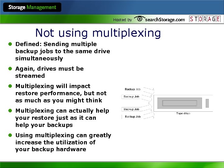 Hosted by Not using multiplexing l Defined: Sending multiple backup jobs to the same