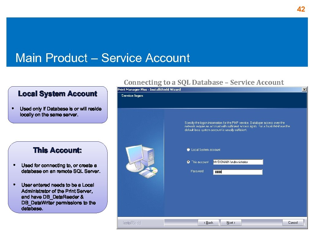 42 Main Product – Service Account Connecting to a SQL Database – Service Account