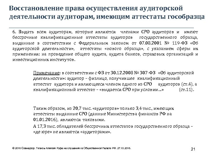 Восстановление права осуществления аудиторской деятельности аудиторам, имеющим аттестаты гособразца ____________________________________ 6. Выдать всем аудиторам,