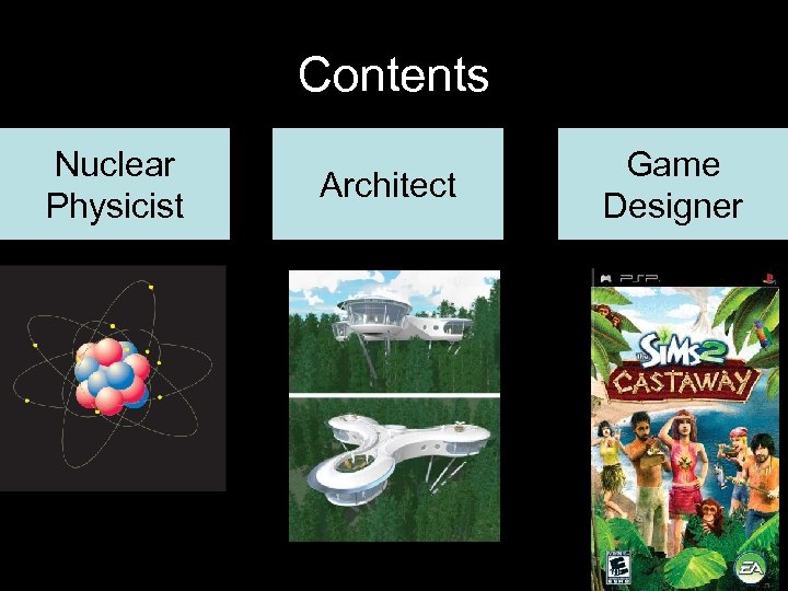 Contents Nuclear Physicist Architect Game Designer 