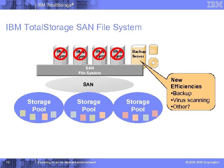 IBM Total. Storage® IBM Total. Storage SAN File System Bkup agent Backup Server SAN