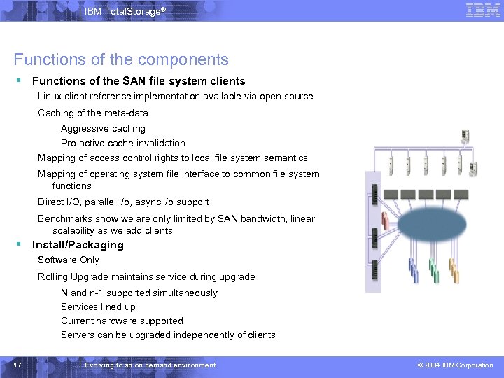 IBM Total. Storage® Functions of the components § Functions of the SAN file system