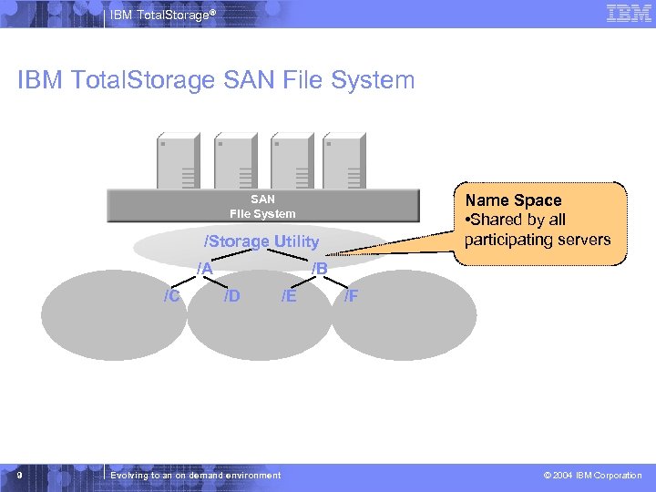 IBM Total. Storage® IBM Total. Storage SAN File System Name Space • Shared by