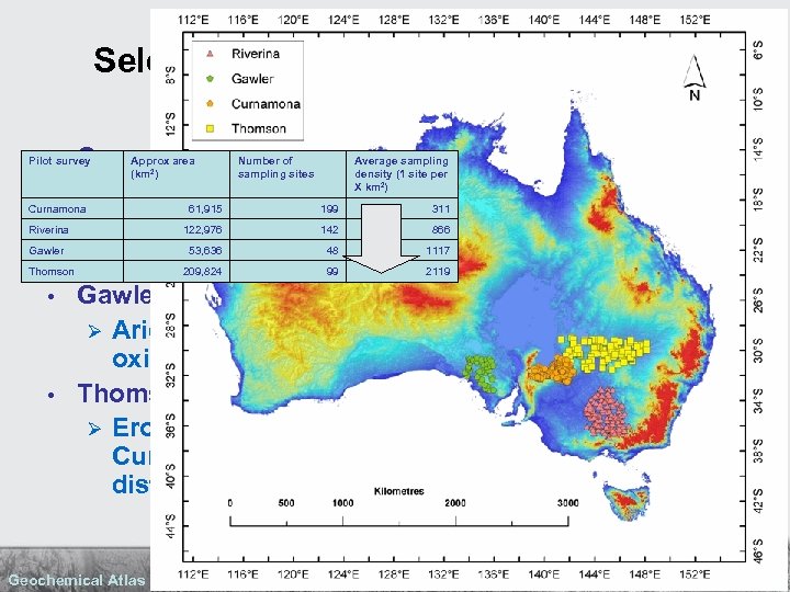 Selected Results from Pilot Projects Approx area Average sampling Curnamona: Number ofsites (km )