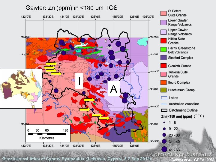 Gawler: Zn (ppm) in <180 um TOS I A (TOS) Geochemical Atlas of Cyprus