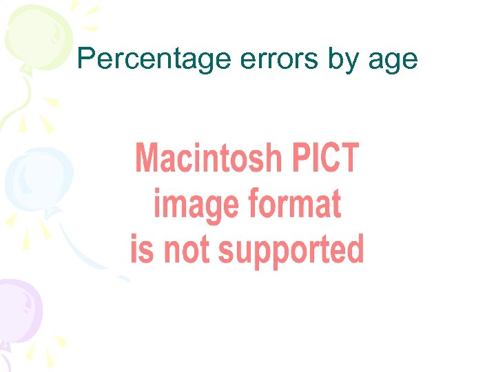 Percentage errors by age 