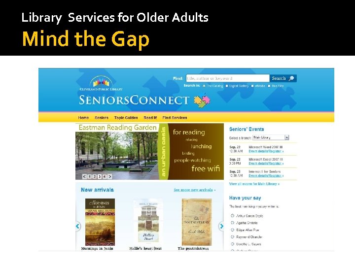 Library Services for Older Adults Mind the Gap 