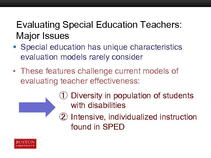 Evaluating Special Education Teachers: Major Issues Boston University Slideshow Title Goes Here § Special