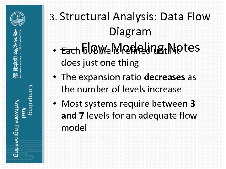 3. Structural Analysis: Data Flow Diagram • —— Flow Modeling Notes Each bubble is