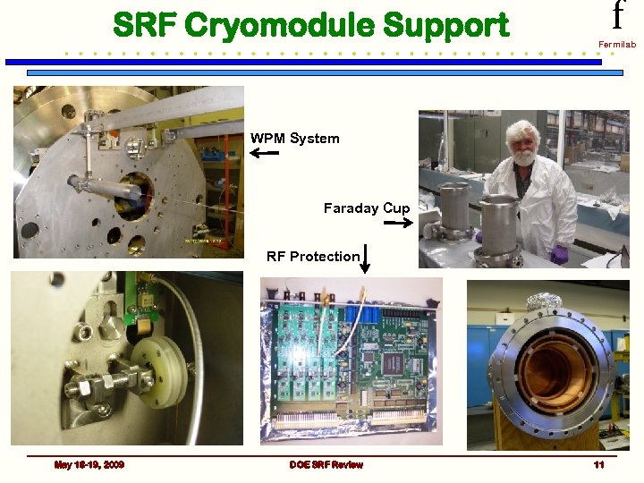 SRF Cryomodule Support f Fermilab WPM System Faraday Cup RF Protection May 18 -19,