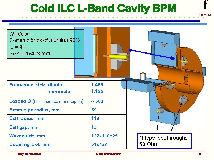 Cold ILC L-Band Cavity BPM f Fermilab Window – Ceramic brick of alumina 96%