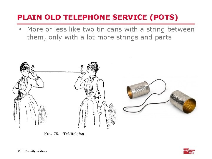 PLAIN OLD TELEPHONE SERVICE (POTS) • More or less like two tin cans with