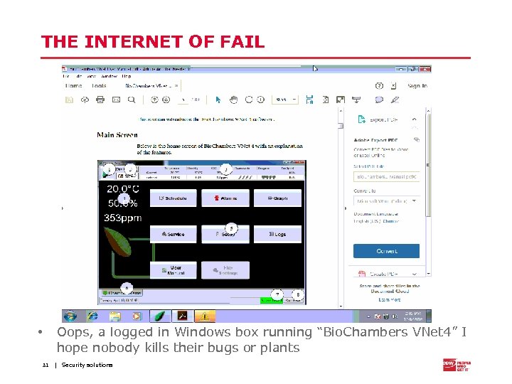 THE INTERNET OF FAIL Oops, a logged in Windows box running “Bio. Chambers VNet