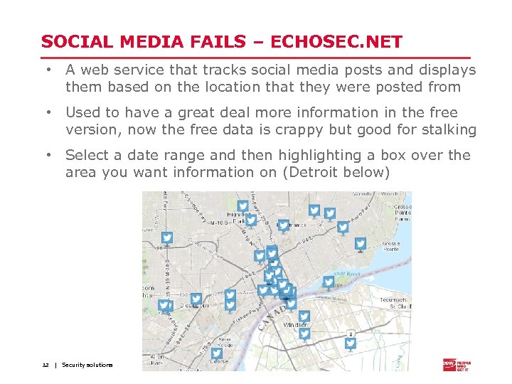 SOCIAL MEDIA FAILS – ECHOSEC. NET • A web service that tracks social media