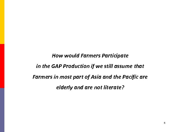 How would Farmers Participate in the GAP Production if we still assume that Farmers