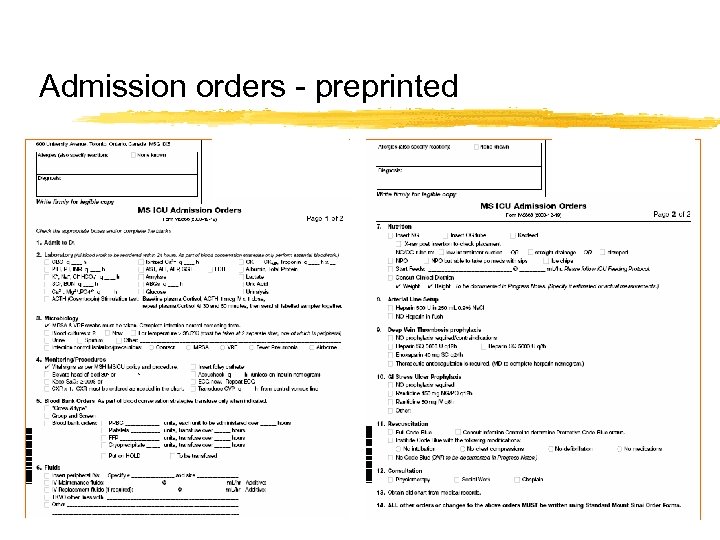 Admission orders - preprinted 