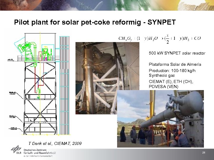 Pilot plant for solar pet-coke reformig - SYNPET 500 k. W SYNPET solar reactor