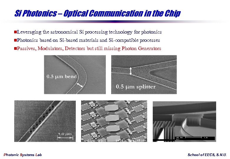 Si Photonics – Optical Communication in the Chip n. Leveraging n. Photonics n. Passives,