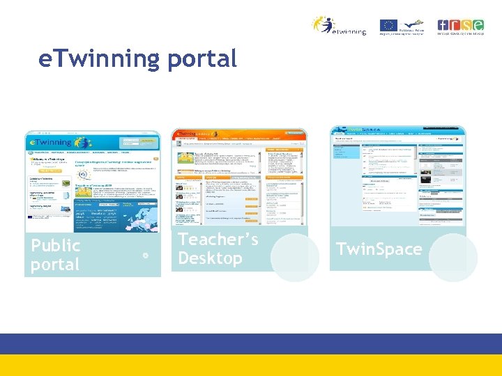 e. Twinning portal Public portal Teacher’s Desktop Twin. Space 