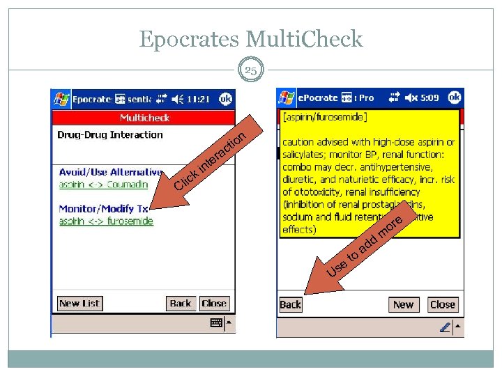 Epocrates Multi. Check 25 n tio c k lic C ra te in se