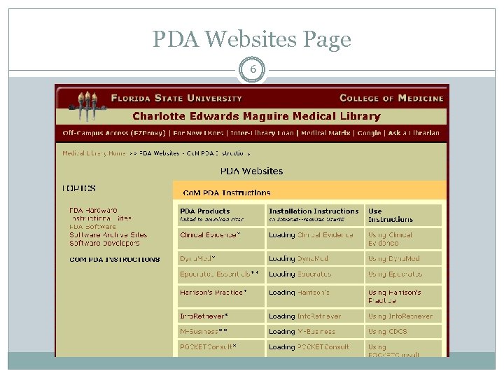 PDA Websites Page 6 