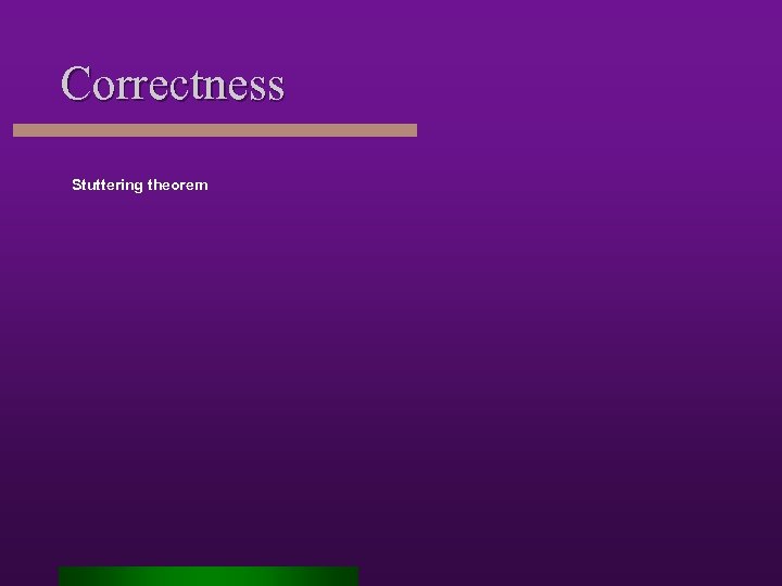 Correctness Stuttering theorem 