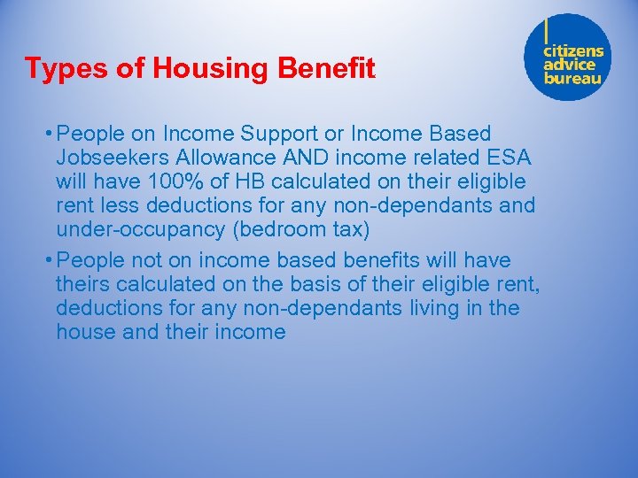 Housing Benefit Local Housing Allowance Council Tax