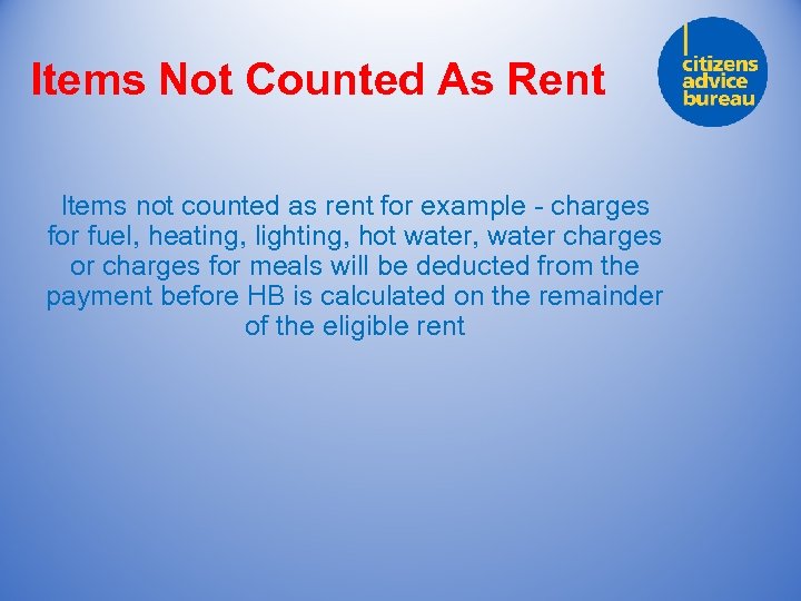 Items Not Counted As Rent Items not counted as rent for example - charges