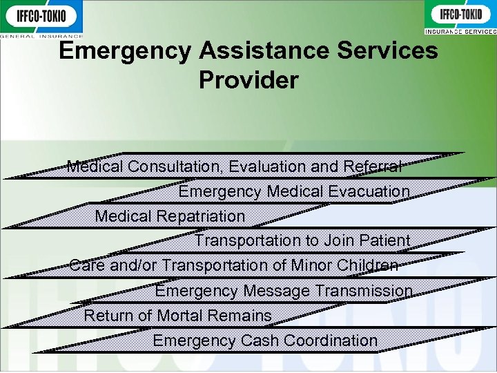 Emergency Assistance Services Provider Medical Consultation, Evaluation and Referral Emergency Medical Evacuation Medical Repatriation