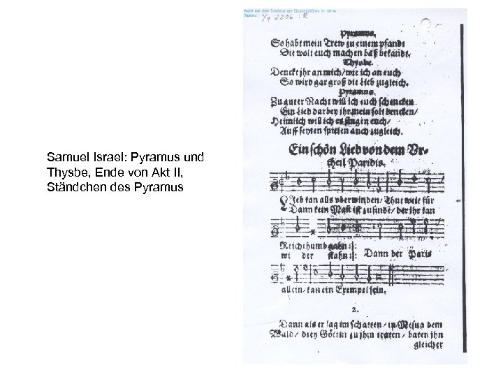 Samuel Israel: Pyramus und Thysbe, Ende von Akt II, Ständchen des Pyramus 