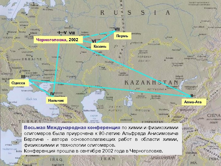VII I V VIII Черноголовка, 2002 Пермь VI Казань III Одесса IV Нальчик Восьмая