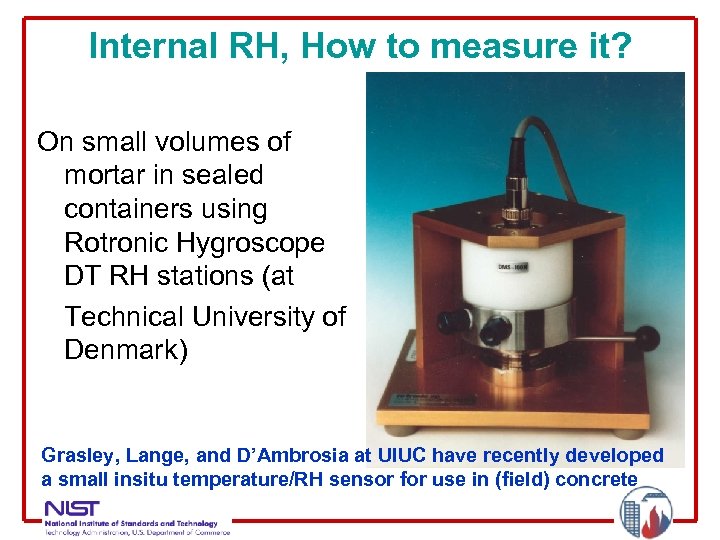 Internal RH, How to measure it? On small volumes of mortar in sealed containers