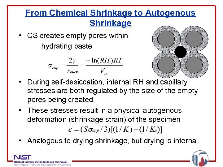 From Chemical Shrinkage to Autogenous Shrinkage • CS creates empty pores within hydrating paste