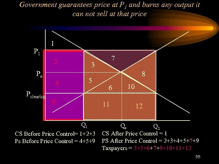 Government guarantees price at P 1 and burns any output it can not sell