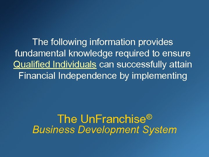 The following information provides fundamental knowledge required to ensure Qualified Individuals can successfully attain