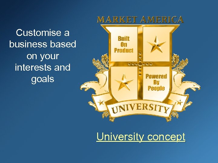 Customise a business based on your interests and goals University concept 