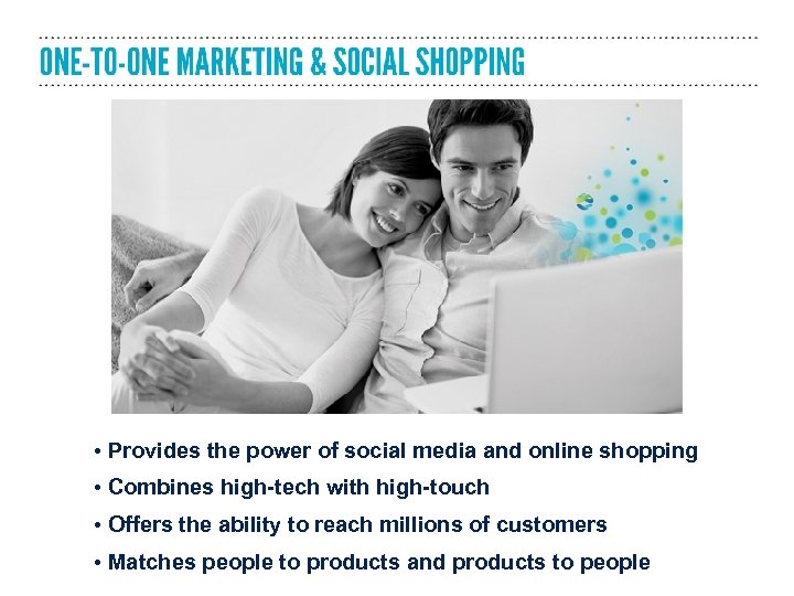  • Provides the power of social media and online shopping • Combines high-tech