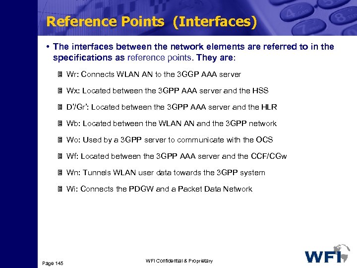 Reference Points (Interfaces) • The interfaces between the network elements are referred to in