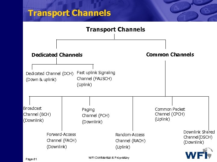 Transport Channels Common Channels Dedicated Channel (DCH) Fast uplink Signaling Channel (FAUSCH) (Down &