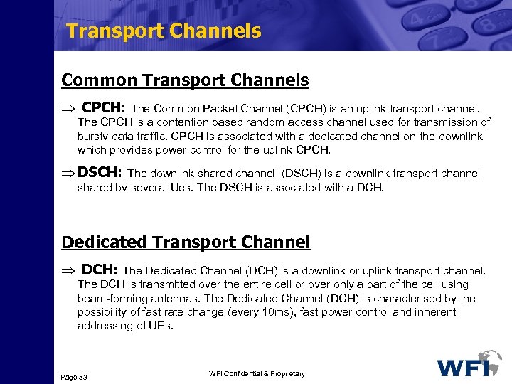 Transport Channels Common Transport Channels Þ CPCH: The Common Packet Channel (CPCH) is an