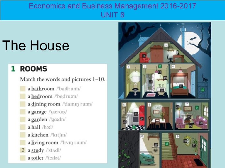 Economics and Business Management 2016 -2017 UNIT 8 The House 