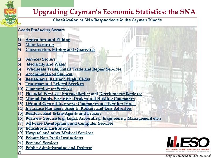 Upgrading Cayman’s Economic Statistics: the SNA Classification of SNA Respondents in the Cayman Islands