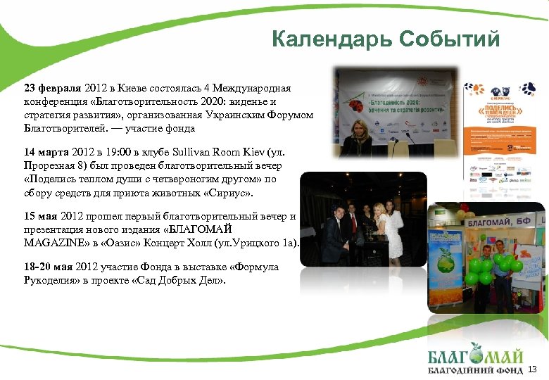 Календарь Событий 23 февраля 2012 в Киеве состоялась 4 Международная конференция «Благотворительность 2020: виденье