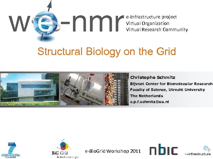 e-Infrastructure project Virtual Organization Virtual Research Community Structural Biology on the Grid Christophe Schmitz