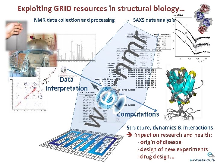 Exploiting GRID resources in structural biology… NMR data collection and processing Data interpretation SAXS