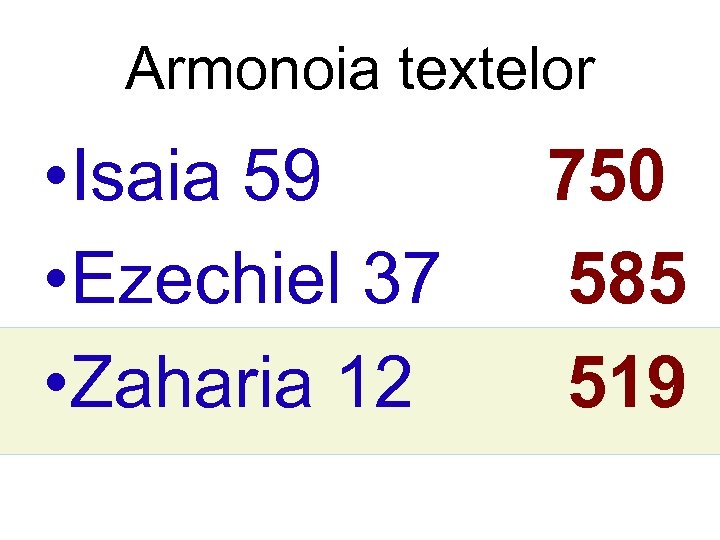 Armonoia textelor • Isaia 59 • Ezechiel 37 • Zaharia 12 750 585 519