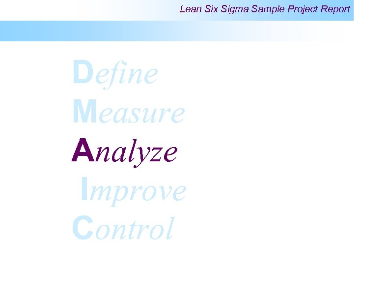 Lean Six Sigma Sample Project Report Define Measure Analyze Improve Control 